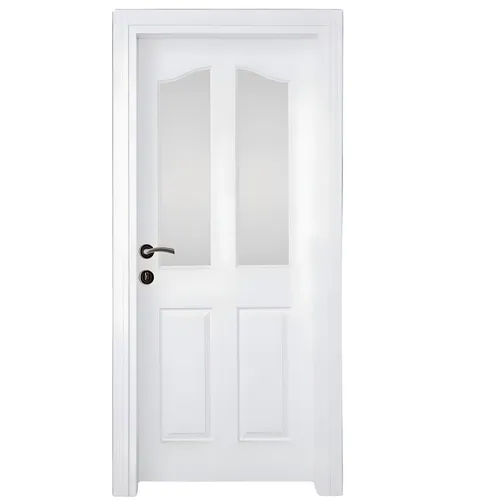 Weiße elegante Innentür B-05 mit Milchglas - Moderne Innentür mit einem stilvollen Design und verglastem Milchglas. Ideal für verschiedene Räume wie Wohnzimmer, Küche oder Flur. Maße: 87 x 205 cm, mit 2 Jahren Herstellergarantie.