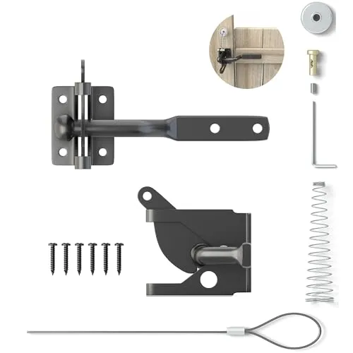 Gartentor Riegel Edelstahl, Gartentor Riegel, Black Garden Gate Latch, Gartentorverschluss, Gartentor Schloss With 6 Screws, Throw Latch For Garden Gate Fence Gate Chicken Coop