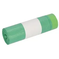 DEISS Müllbeutel mit Zugband 60 Liter, 18 my, HDPE, grün (1 Rolle = 20 Stück)