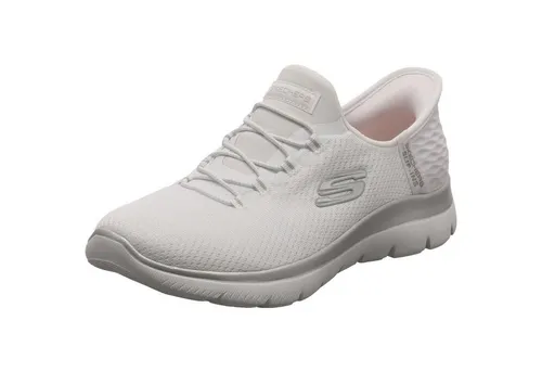 Skechers Summits Diamond Dream Damen Sneaker – Weiß mit Silber - Bequeme Slip-Ins aus luftgekühltem Memory-Schaum, maschinenwaschbar und vegan – ideal für den täglichen Einsatz.