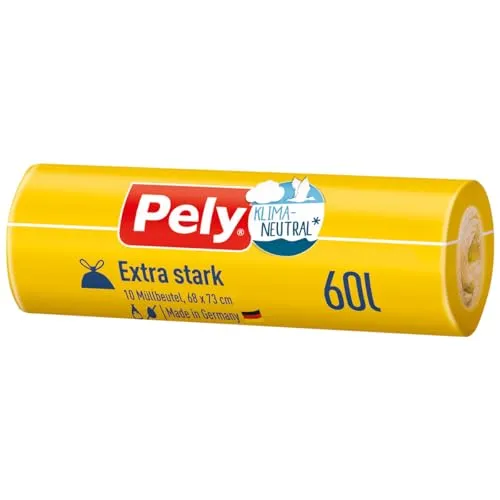 Pely® Klimaneutral Zugband-Beutel Extra-stark, 60 Liter, 10 Stück (10 ks)