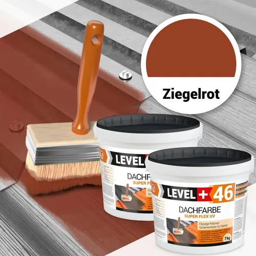 Flexibler Dachlack Ziegelrot 2x7kg - Wasserdicht und elastisch - Industrielle Farben: Hochwertiger, lösungsmittelfreier Dachlack für optimale Abdichtung von Mikrorissen. Perfekt für Ziegel, Blech und Beton, frostbeständig und UV-beständig.