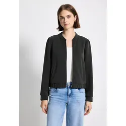 Cardigan STREET ONE STUDIO, Damen, Gr. 44, grau (industrial grau), Stoff, 46% Modal, 46% Polyester, 8% Elasthan, unifarben, normal normal, Rundhals, elastischer Bund, Strickjacken, mit Elastiksaum