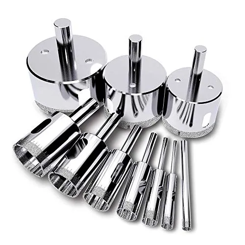 Glasbohrer Lochsäge, (10 Stücke Diamant Lochsäge), Diamant Lochsäge, Diamantbohrer Remover Werkzeuge Hohlbohrkrone für Glas, Porzellan, Keramik, Granit Stein Bohrer 6-50mm Fliesenbohrer by AniSqui