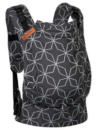 Hoppediz Babytrage Buckle, ab Geburt (3,5 - 20 kg) - Ergonomische Fullbuckle Babytrage für Neugeborene bis Kleinkinder, mit verstellbarem Rückenteil und mehrfachen Trageoptionen für optimalen Komfort und Sicherheit.