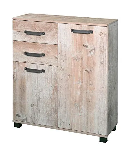 Schildmeyer Milan Kommode 134745 - Moderne Kommode in finduseiche Dekor mit zwei Türen und drei Einlegeböden, ideal für stilvolle Ordnung. Made in Germany, einfache Montage!