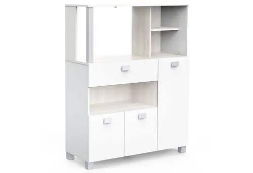 habeig Küchenschrank - Robuster Mikrowellenschrank für die Singelküche - Midi- & Hochschrank für Küchen, 43 kg schwer für hohe Stabilität und Qualität, mit 1 Schublade und 7 Fächern für optimalen Stauraum.