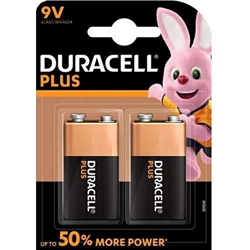 Duracell Plus Power Alkaline Batterien, E-Block, 6LR61, 9V (MN 1604) - 2er Pack