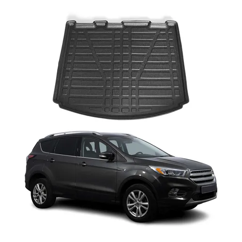OMAC Kofferraummatte für Ford Kuga 2 (2012-2024) - Gummi TPE Schwarz - Automatten mit rutschfester, wasserdichter Oberfläche für optimalen Schutz. Leicht zu reinigen und geruchlos, ideal für den Alltag.