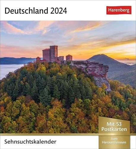 Deutschland Sehnsuchtskalender 2024. Reise-Kalender mit 53 hochwertigen Postkarten der schönsten Plätze Deutschlands. Postkartenkalender 2024. 16 x ... Postkarten (Sehnsuchtskalender von Harenberg)