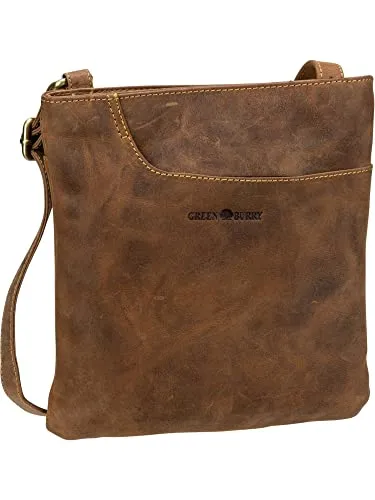 Greenburry Beuteltasche Vintage 24 x 3.5 x 25 - Umhängetasche aus antikbraunem Rindleder, handgefertigt und robust. Mit verstellbarem Schultergurt und cleveren Fächern für optimale Organisation.