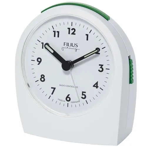 FILIUS Funk-Wecker Weiß 0545-0 - Klassischer Standard-Wecker mit analoger Anzeige, präzisem Quarz-Uhrwerk und elegantem weißen Design - perfekt für einen ruhigen Schlaf.