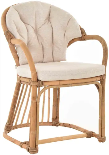 Rattan Armlehnstuhl Salle Korbsessel - Sofas & Sessel – Bequemer Rattansessel mit abnehmbarem Kissen, ideal für Esszimmer und Wohnzimmer, bietet stilvolle Entspannung im Landhausstil.