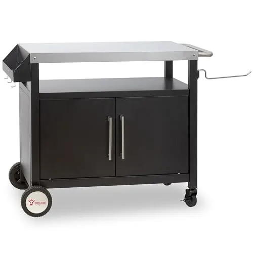 BBQ-Toro Grillwagen - Vielseitiger Grilltisch mit großer Arbeitsfläche - Grillwagen aus pulverbeschichtetem Stahl mit 85 x 50 cm Arbeitsfläche, ideal für die Zubereitung und Aufbewahrung von Grillutensilien. Robuste Bauweise und transportabel durch praktische Räder.