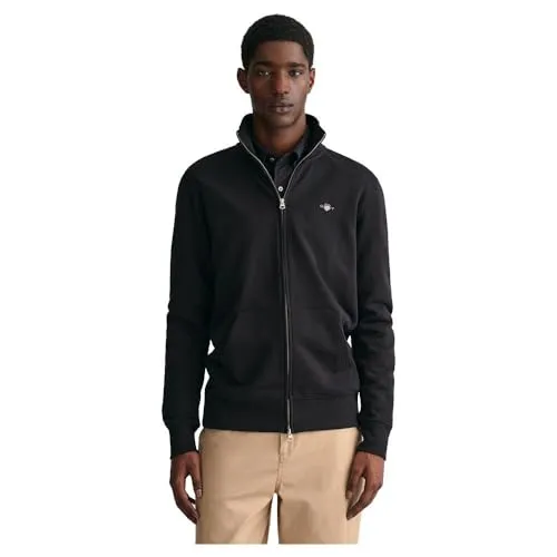 Gant Herren Reg Shield Full Zip Sweatshirt, Schwarz, 3XL EU - Sweatshirts für Herren mit normaler Passform, ideal für lässige Looks. Ausgestattet mit einem praktischen Zwei-Wege-Reißverschluss und einer stylischen GANT-Stickerei.