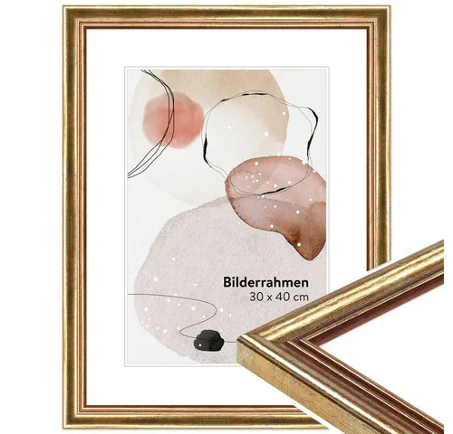 WANDStyle Bilderrahmen 24x30 Gold Holz - Antikes Design - Wand- & Tischbilderrahmen: Hochwertiger Barock Bilderrahmen aus Massivholz für Bilder im Format 24x30 cm. Ideal zur Präsentation von Erinnerungen und als stilvolle Geschenkidee. Made in Germany für höchste Qualität.