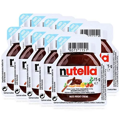 10x Ferrero Nutella Nuss-Nougat-Creme Brotaufstrich Portionspackung 15g