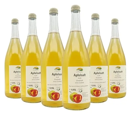 BLEICHHOF® Apfelsaft klar - Direktsaft, vegan (6x0,95l) - Säfte: Hochwertiger, veganer Direktsaft aus eigenen Äpfeln, ohne Zusatzstoffe. Aromatisch und vollmundig, ideal für Schorlen oder pur. Genießen Sie den einzigartigen Geschmack aus unserem Familienbetrieb!