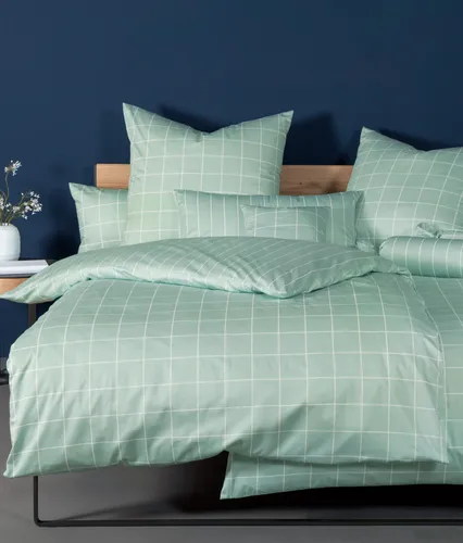 Janine Mako-Satin-Bettwäsche modernclassic jadegrün 155x220+80x80 - Hochwertige Bettwäsche aus 100% Baumwolle mit elegantem Seidenfinish, atmungsaktiv und pflegeleicht. Ideal für erholsamen Schlaf und stilvolle Schlafzimmergestaltung.