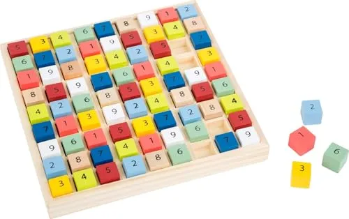 Farbiges Holz-Sudoku - Didaktisches Spielzeug - Fördert logisches Denken und ist ideal für Kinder ab 6 Jahren mit fröhlichem Farbdesign.