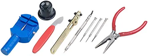 AGT Uhrmacher Werkzeug Set: Uhrmacherwerkzeug-Set, 9-teilig, Profi-Qualität, Aufbewahrungsbox (Uhrenöffner, Uhrenmacherwerkzeuge, Schraubendreher)