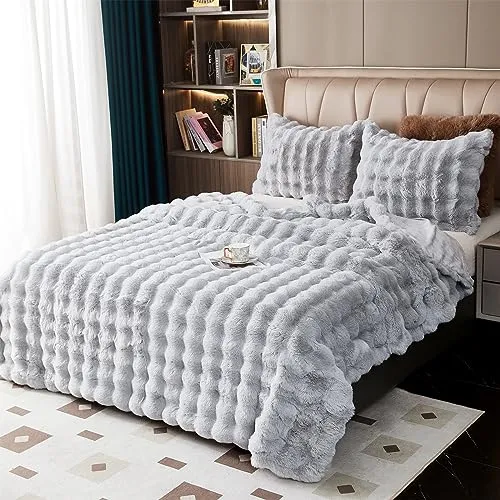 Kuscheldecke Kaninchen Plüsch Decke Super Soft Wohndecke Dick 1000 G/M² Flanell Decke Couchdecke Warme Überwurfdecke Sofadecke Vielseitig Blanket Für Bett Sofa Schlafzimmer Büro Weiß 180 x 230cm