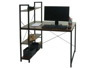 Schreibtisch mit Regal MCW-K81 - Laptoptisch für Kinder - Kinderschreibtisch mit 4 Regalböden für reichlich Stauraum, stabil und ideal für kreatives Arbeiten und Lernen.