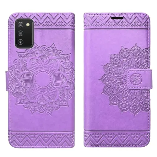 Hülle Kompatibel mit Samsung Galaxy A03s | Klapphülle Schutzhülle mit Kartenfächer Kompatibel für Galaxy A03s | Magnetverschluss Flip Case | Lila
