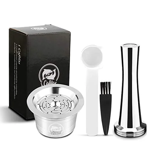 i Cafilas Wiederbefüllbare Kaffeekapsel aus Edelstahl Wiederverwendbare Refill-Kapsel Kaffeefilter für Tchibo Cafissimo Classic Espresso kaffeekapseln (Kaffeekapsel+Kaffee-Tamper)