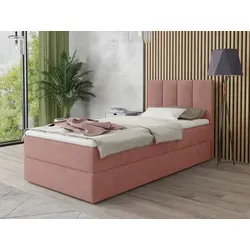 Boxspringbett Star Mini mit Bettkasten und Topper - Rosa - Komfortables Einzelbett mit Bonell-Matratze und praktischem Bettkasten. Ideal für Schlafzimmer und Jugendzimmer, bietet es eine angenehme Schlafhöhe und modernen Stil.