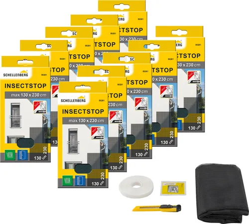 Schellenberg 10er Pack Fliegengitter für bodentiefe Fenster oder Türen, 130 x 230 cm