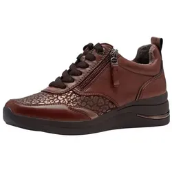 TAMARIS Damen 8-83714-43 Sneaker - Cognac Nappa, 39 EU - Damen-Sneaker mit T-flow-Technologie für dämpfenden Komfort und Hallux-freundlichem Design. Der hochwertige Mix aus Leder und Textil sorgt für Stil und Langlebigkeit.