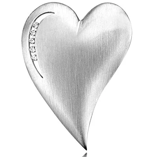 Materia Damen Kettenanhänger Herz Silber 925 - Eleganter Herzanhänger - Edler Herzanhänger aus 925 Sterling Silber, rhodiniert und mattiert für besonderen Glanz. Ideal als Geschenk für Liebe und Freundschaft. Lieferung in stilvoller Materia Schmuck Schachtel.