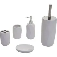 MCW 5-teiliges Badset H88 Weiß - Badhelfer - Stilvolles 5-teiliges Set aus hochwertiger Keramik für mehr Ordnung und trendige Akzente in Ihrem Badezimmer.