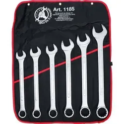 Maulringschlüssel-Satz XXL - 6-tlg. in Rolltasche - Werkzeug-Sets mit polierten Köpfen aus robustem Carbonstahl, ideal für präzise Arbeiten in verschiedenen Größen von 34 bis 50 mm.