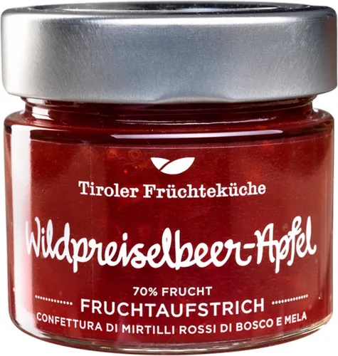 Wildpreiselbeer-Apfel-Konfitüre 70 % Frucht 200 gr. - Unterweger - UWE