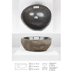 wohnfreuden Aufsatzwaschbecken Naturstein Waschbecken 40 cm (Kein Set), 210_Ba5.152 grau 210_Ba5.152 | Ø 40 cm x 40 cm x 15 cm x 40 cm