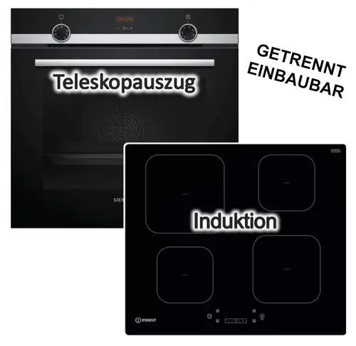 Herdset Siemens Backofen ecoClean mit Indesit Induktionskochfeld autark 60 cm