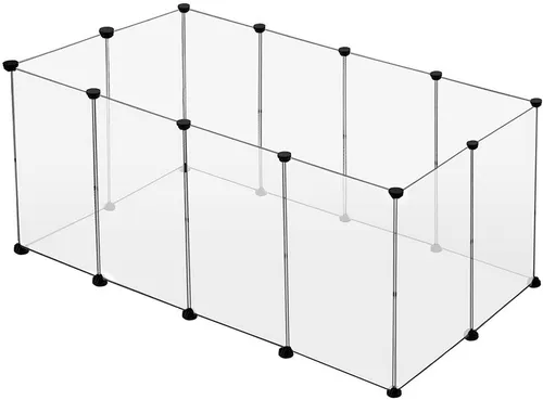 EUGAD Freigehege für Haustiere, 200x100x70 cm, 12 Platten - Praktisches Freigehege für Meerschweinchen und Hasen, einfach aufzubauen, mit rutschfesten Matten und robusten Kunststoffplatten für sicheren Spielspaß.