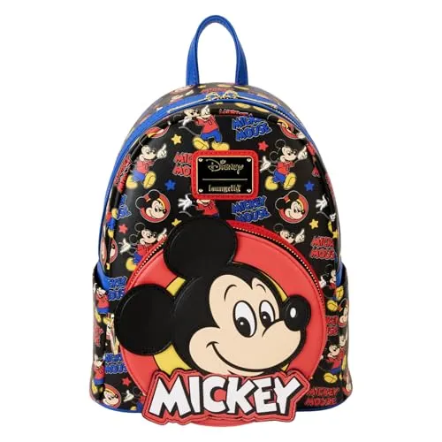 Disney by Loungefly Mini Rucksack Mickey & Minnie Classic - Schulranzen mit zeitlosem Mickey Mouse Design, ideal für Fans und Abenteuerlustige. Gefertigt aus hochwertigem Kunstleder, bietet er praktische Fächer und verstellbare Schultergurte für optimalen Komfort.