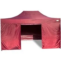 Faltpavillon Modena 3x4,5m - Starker Schutz in Bordeaux - Robuster Faltpavillon für Garten und Terrasse, witterungsbeständig und inklusive Seitenteile. Ideal für Feste und Veranstaltungen im Freien.