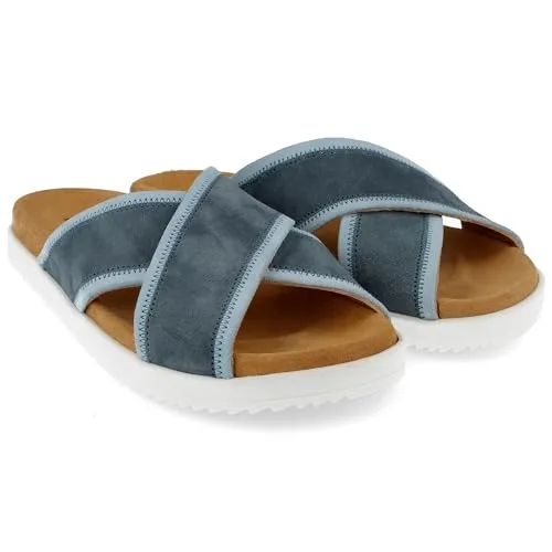 HAFLINGER Palma Summer Slide Pantolette Sandale Damen Blau (Jeans 1773), Gr. 39