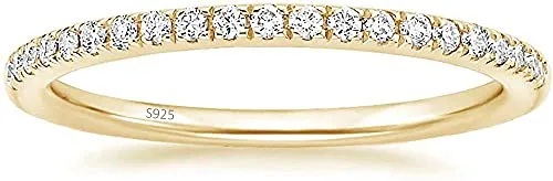 Eternity Ring Silber 925 mit Zirkonia Kristall Damenring in Silber, Rosegold und Gold für Damen mit Stein und Schmal (Gold, 50)