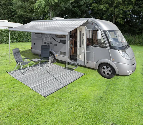 Vorzeltteppich | Patio Matte | 250x400cm | schwarz/grau | extra stabil | 🏕️