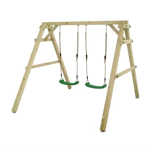 Wickey Doppelschaukel Sky Dancer Prime - Robuste Kinderschaukel mit Holzgestell - Die Wickey Doppelschaukel Sky Dancer Prime bietet Platz für zwei Kinder und fördert Motorik sowie Teamspiel. Mit stabilen, wetterfesten Holzelementen und 10 Jahren Garantie ist sie ideal für kreative Spielideen im Garten.