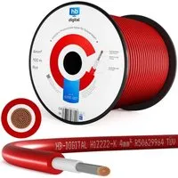 HB-DIGITAL Solarkabel H1Z2Z2-K 4mm² (10m) mit TÜV Rheinland Zertifizierung - Hochwertiges PV Kabel für Photovoltaikanlagen, temperaturbeständig von -40°C bis +90°C, ideal für zuverlässige Stromübertragung.