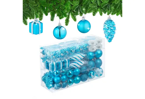 relaxdays Weihnachtsbaumkugel Set 72er, Petrol in petrol von Relaxdays