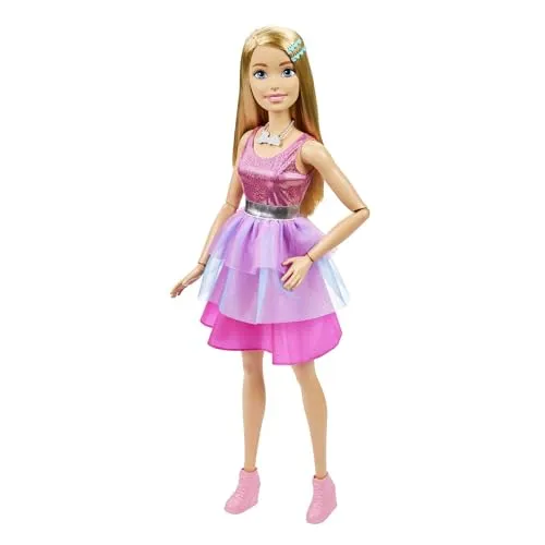 Barbie Extragroße Puppe (71 cm) - Pinkes Kleid mit Accessoires - Puppen, 71 cm große Barbie mit pinkem Kleid, ideal für kreatives Spiel und Geschichtenerzählen, perfekt als Geschenk für Kinder ab 3 Jahren.