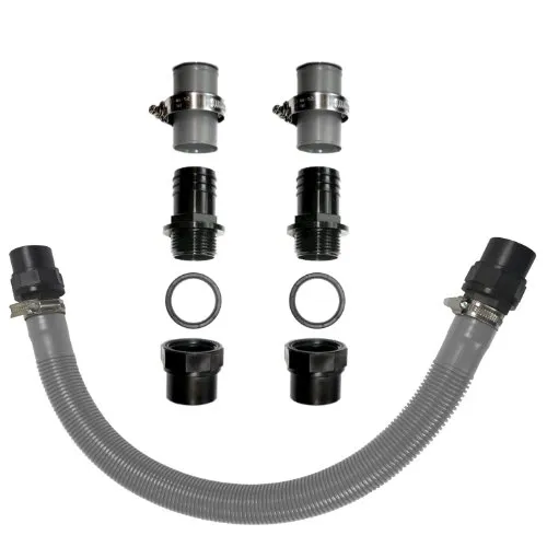 REGENTONNENVERBINDER für REGENTONNE und REGENFASS, REGENTONNEN-VERBINDUNGSSET für REGENWASSERTANK mit VERBINDUNGSSCHLAUCH in grau/braun und WANDDURCHFÜHRUNG (ca. 32mm= 5/4 Zoll) (Grau)