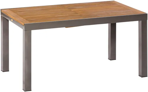 Merxx Santorin Ausziehtisch 150 (200) x 90 cm - Gartentisch aus pulverbeschichtetem Aluminium und FSC® Akazienholz, ausziehbar von 150 cm auf 200 cm für flexible Nutzung im Garten.
